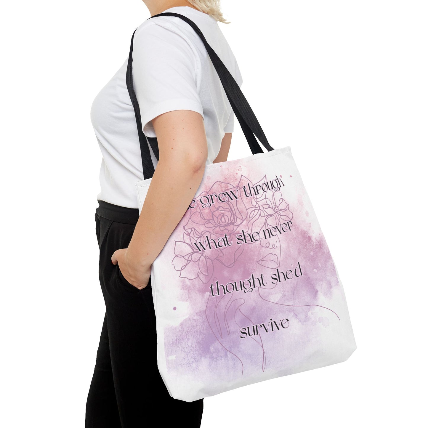 She Grew Through It — Inspirational Tote Bag